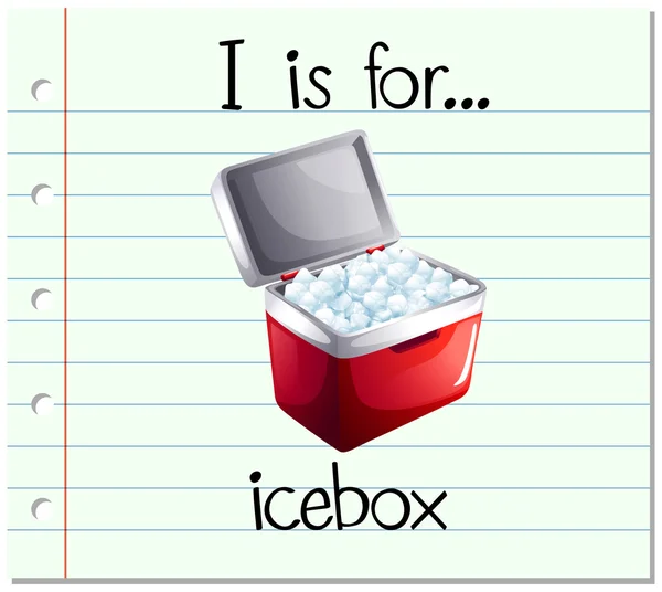 Carta Flashcard I é icebox —  Vetores de Stock