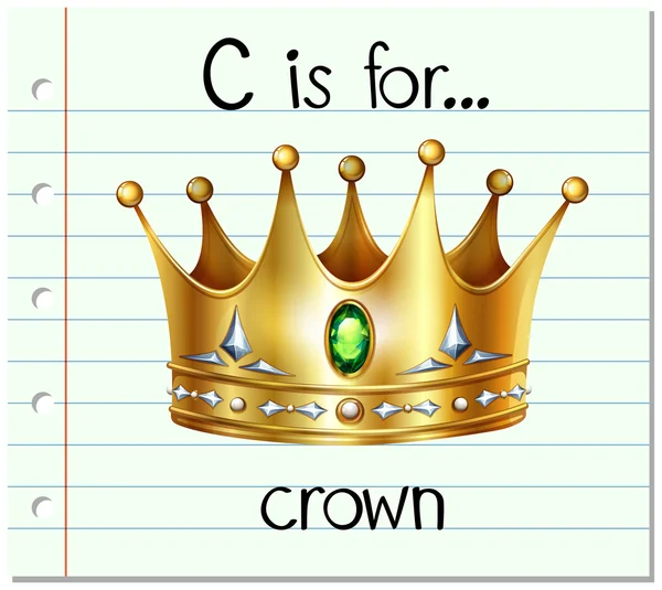 Flashcard letter C is for crown — Stock Vector