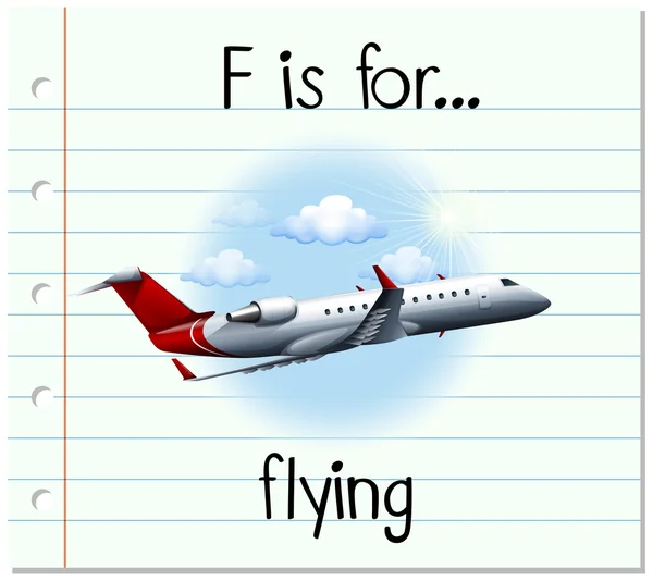 Flashcard lettera F è per volare — Vettoriale Stock