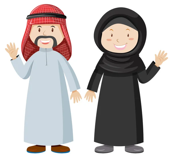 Muçulmano homem e mulher juntos — Vetor de Stock