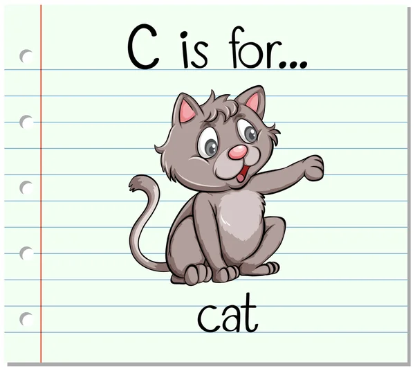 Karteikartenbuchstabe c ist für Katze — Stockvektor