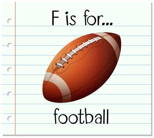 Flashcard lettre F est pour le football — Image vectorielle