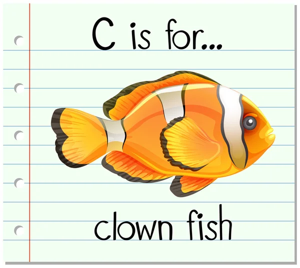 Flashcard lettre C est pour les poissons clown — Image vectorielle