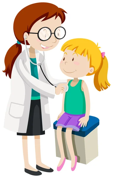 Doctor checking up little girl health — Stock Vector