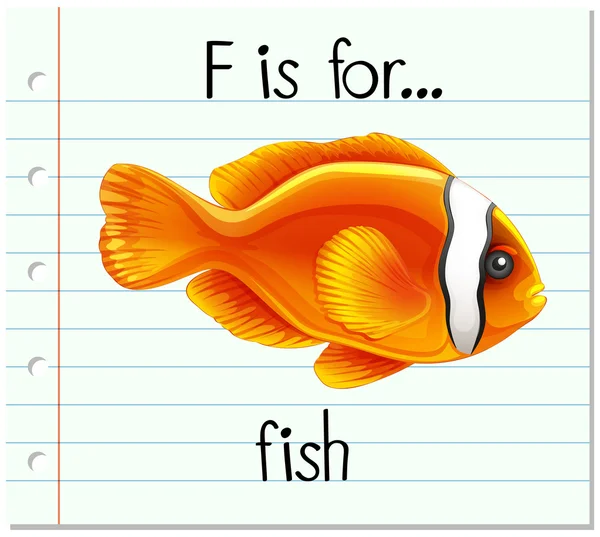 Kartičky písmeno F je pro ryby — Stockový vektor