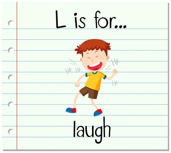 Flashcard letter L is for laugh — Stock Vector