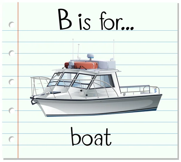 Karteikarte Buchstabe b ist für Boot — Stockvektor
