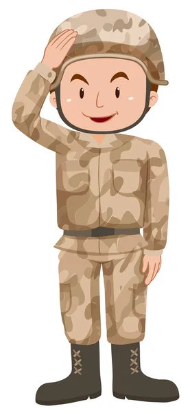 Soldat en uniforme marron — Image vectorielle