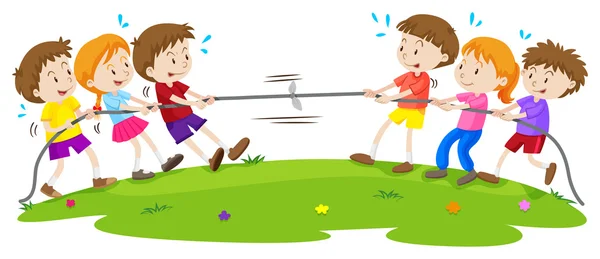 Kids playing tug of war at the park Royalty Free Stock Vectors