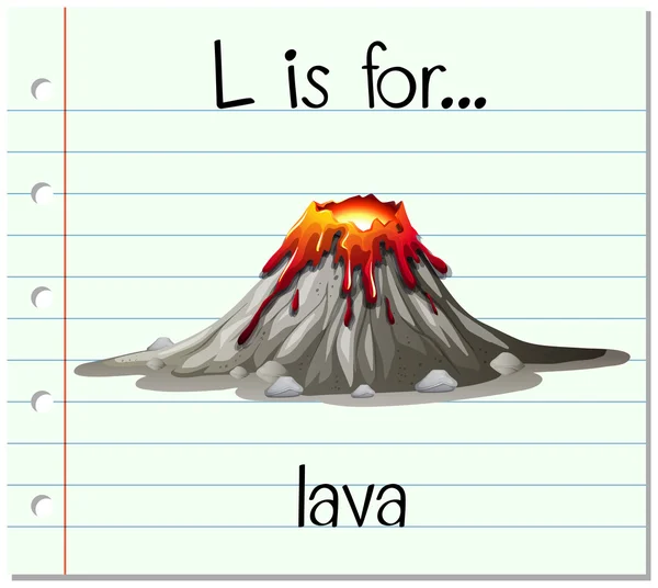 Flashcard letra L é para lava —  Vetores de Stock
