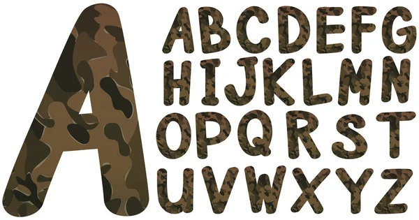 Alphabet conception de police avec thème militaire — Image vectorielle