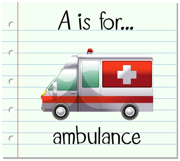 Flashcard letter A is for ambulance — Stock Vector