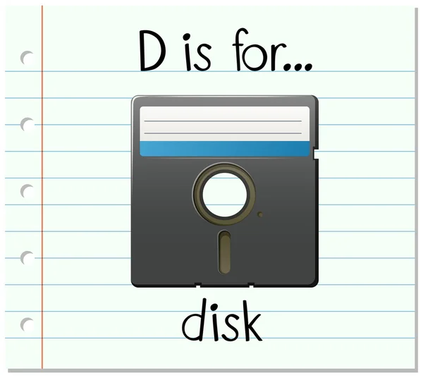 Flashcard harf D için disktir — Stok Vektör