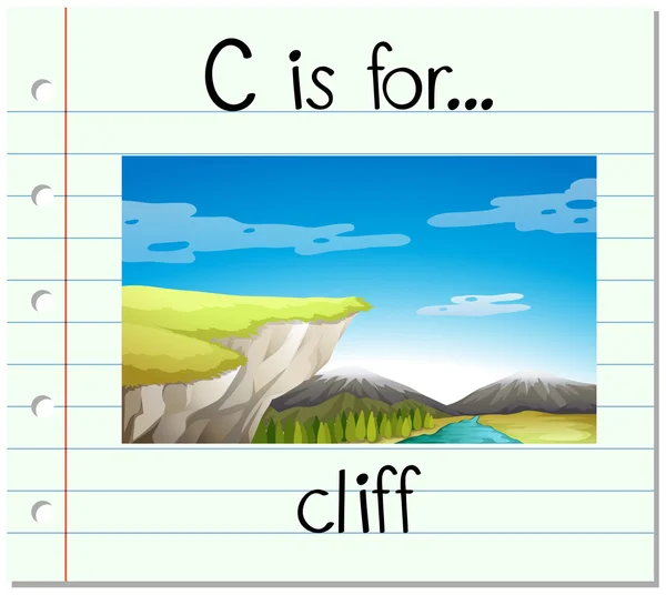 La letra C de Flashcard es para Cliff — Vector de stock