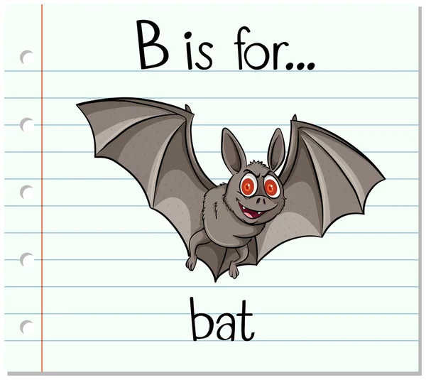 Flashcard letter B is for bat — Stock Vector