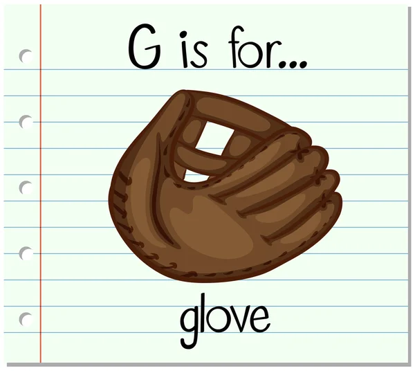 Karteikartenbuchstabe g ist für Handschuh — Stockvektor