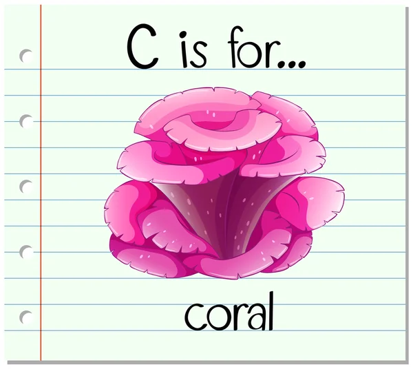Flashcard letter C is for coral — Stock Vector