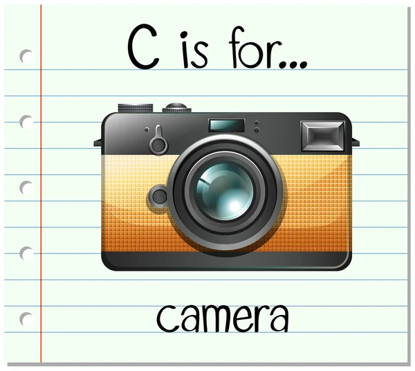 Flashcard letter C is for camera — Stock Vector