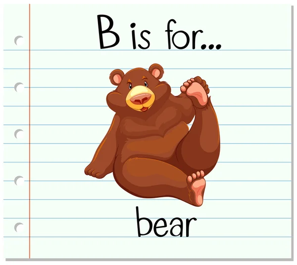 Flashcard letra B es para oso — Vector de stock