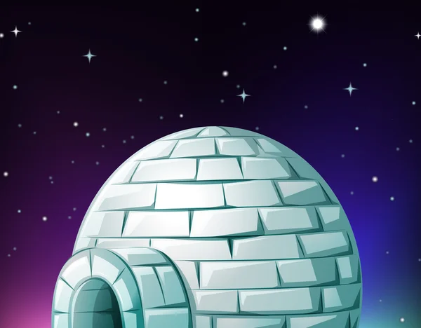 Igloo at night time — Stock Vector