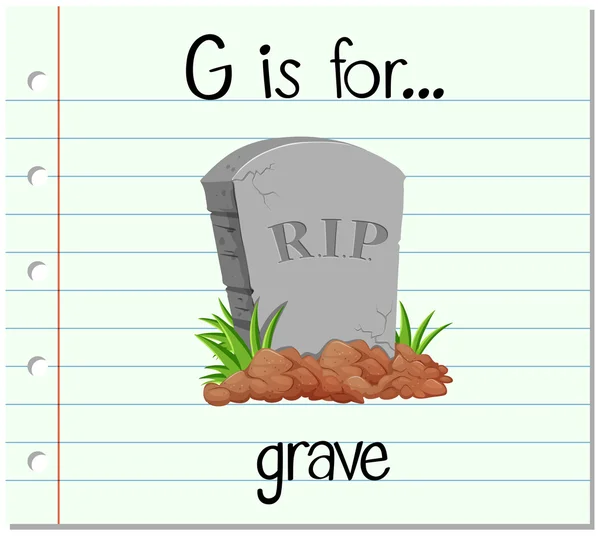 Flashcard alphabet G is for grave — Stock Vector