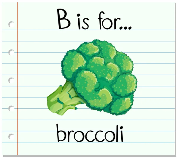 Flashcard letter B is for broccoli — Stock Vector