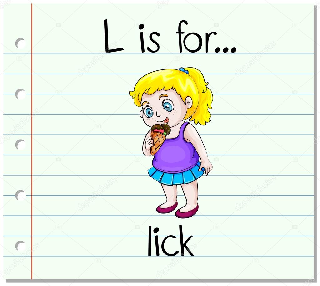 Flashcard letter L is for lick