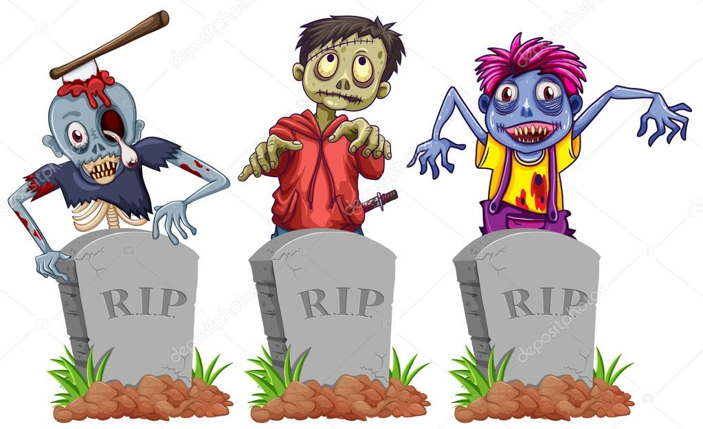 Zombies and grave stones
