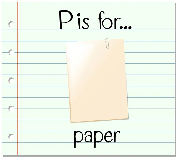 Flashcard lettre P est pour le papier — Image vectorielle