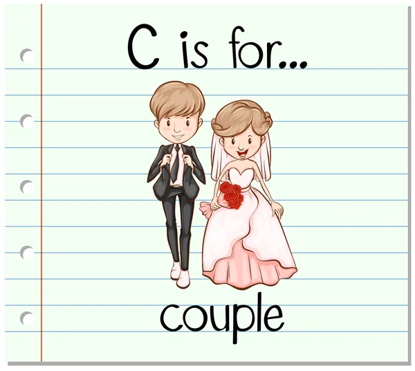 Flashcard letra C é para casal —  Vetores de Stock