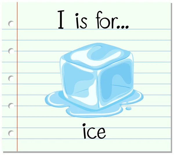 Flashcard lettre I est pour la glace — Image vectorielle