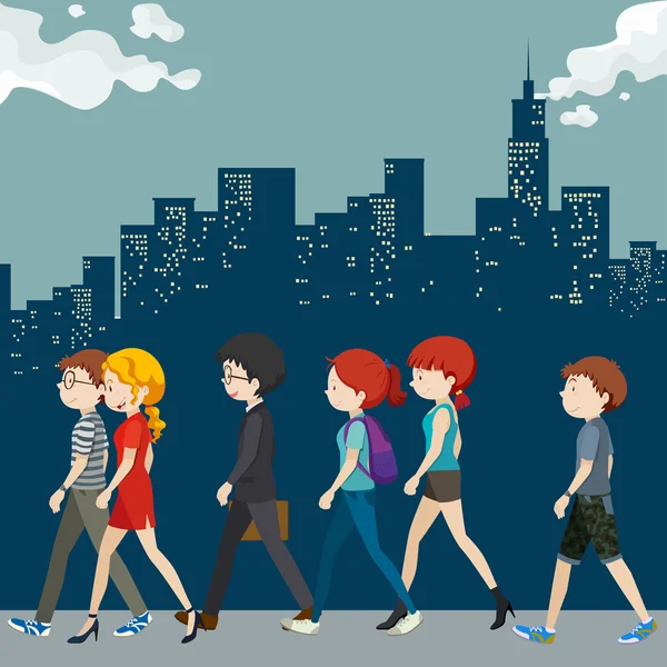 Άνθρωποι περπατούν στο δρόμο — Διανυσματικό Αρχείο