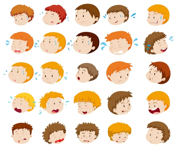 Cabezas de niño con expresiones — Archivo Imágenes Vectoriales