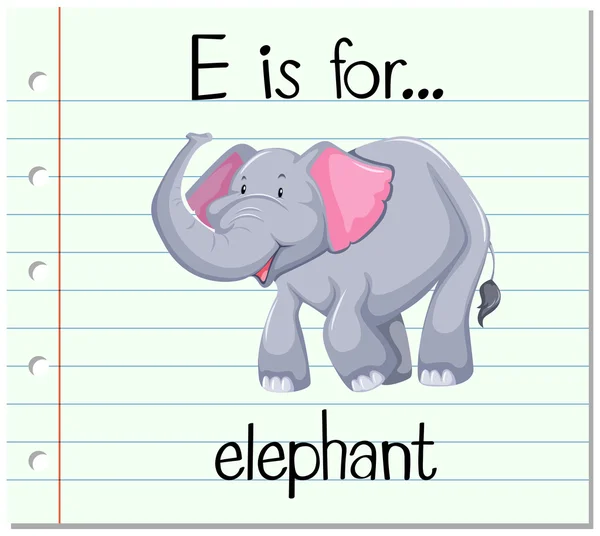 Kartičky abeceda E je pro slona — Stockový vektor