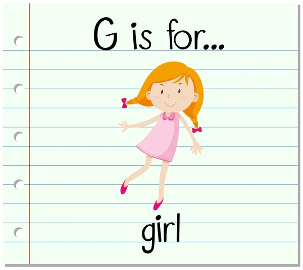 Flashcard alfabetet G är för flicka — Stock vektor