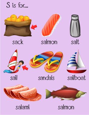 Different words for letter S clipart