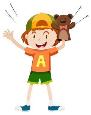 Ayı kukla ile küçük çocuk