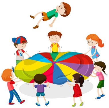 Mindere sıçrayan oynayan çocuklar