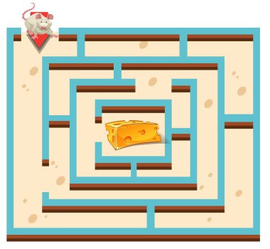 Maze template with mouse and cheese clipart