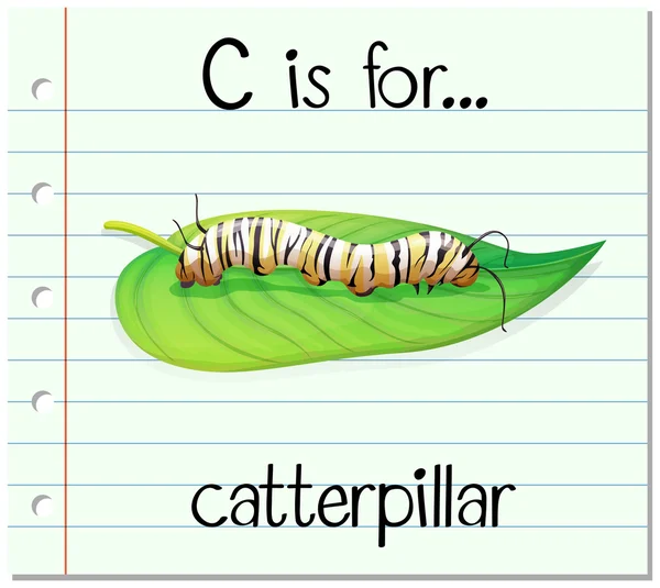 Flashcard alfabet C is voor catterpillar — Stockvector