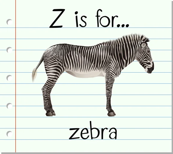 Flashcard letter Z is voor zebra — Stockvector