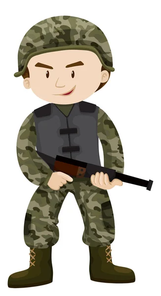 Soldat avec fusil — Image vectorielle