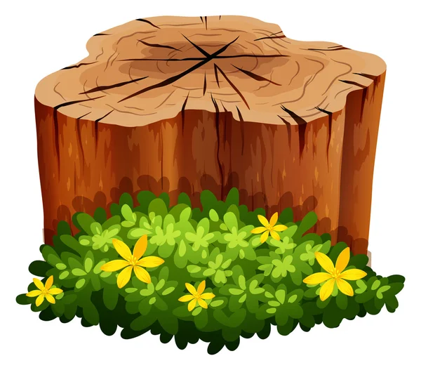 Log and green bush — Stock Vector