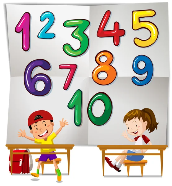 Kinder und die Zahlen eins bis zehn — Stockvektor