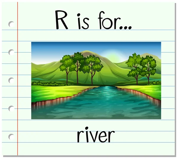 La letra R de la tarjeta es para río — Archivo Imágenes Vectoriales