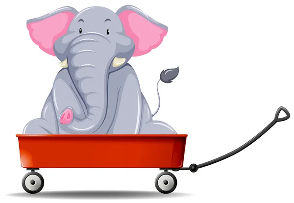 Éléphant dans le chariot rouge — Image vectorielle