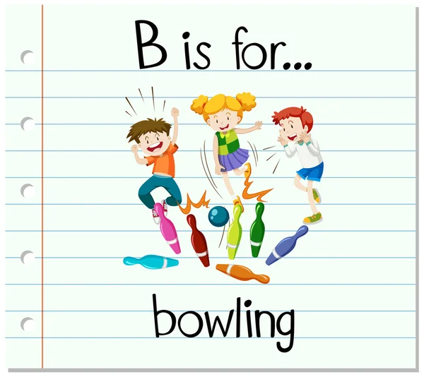 Flashcard letter B is voor bowling — Stockvector