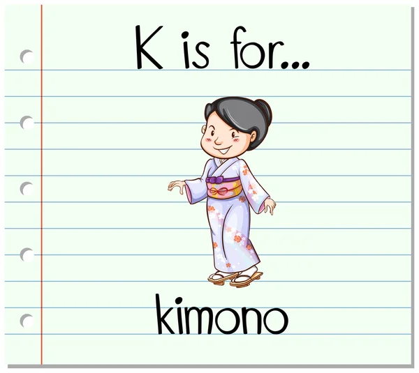 Flashcard letter K is for kimono — Stock Vector