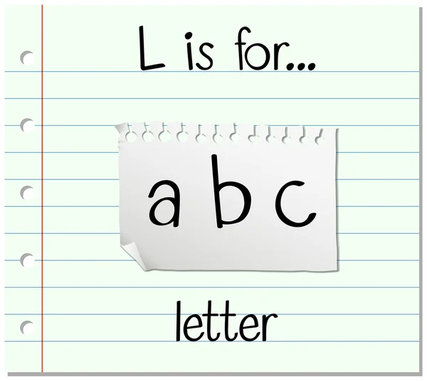 Flashcard lettre L est pour lettre — Image vectorielle