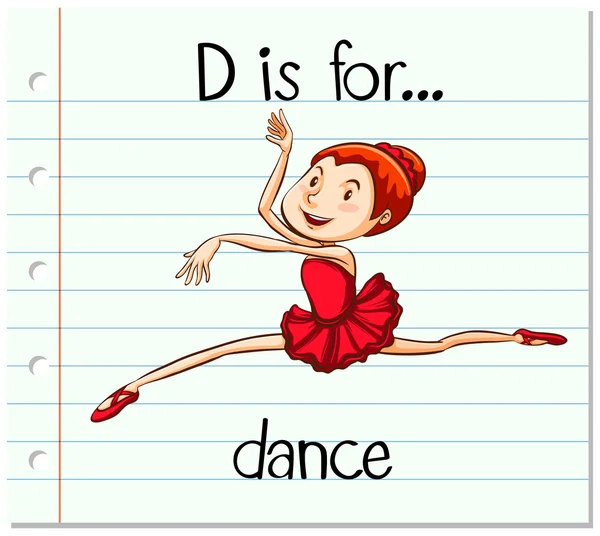 Flashcard letra D é para dança — Vetor de Stock